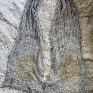 Eileen Fisher Gray and Gold Textured Scarf
